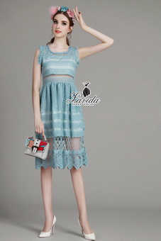 Lady Ribbon Online ขายส่งเสื้อผ้าออนไลน์ เสื้อผ้า Lavida LV06040816 🍭Korea Design By Lavida boutique hollow soluble flower luxury lace dress