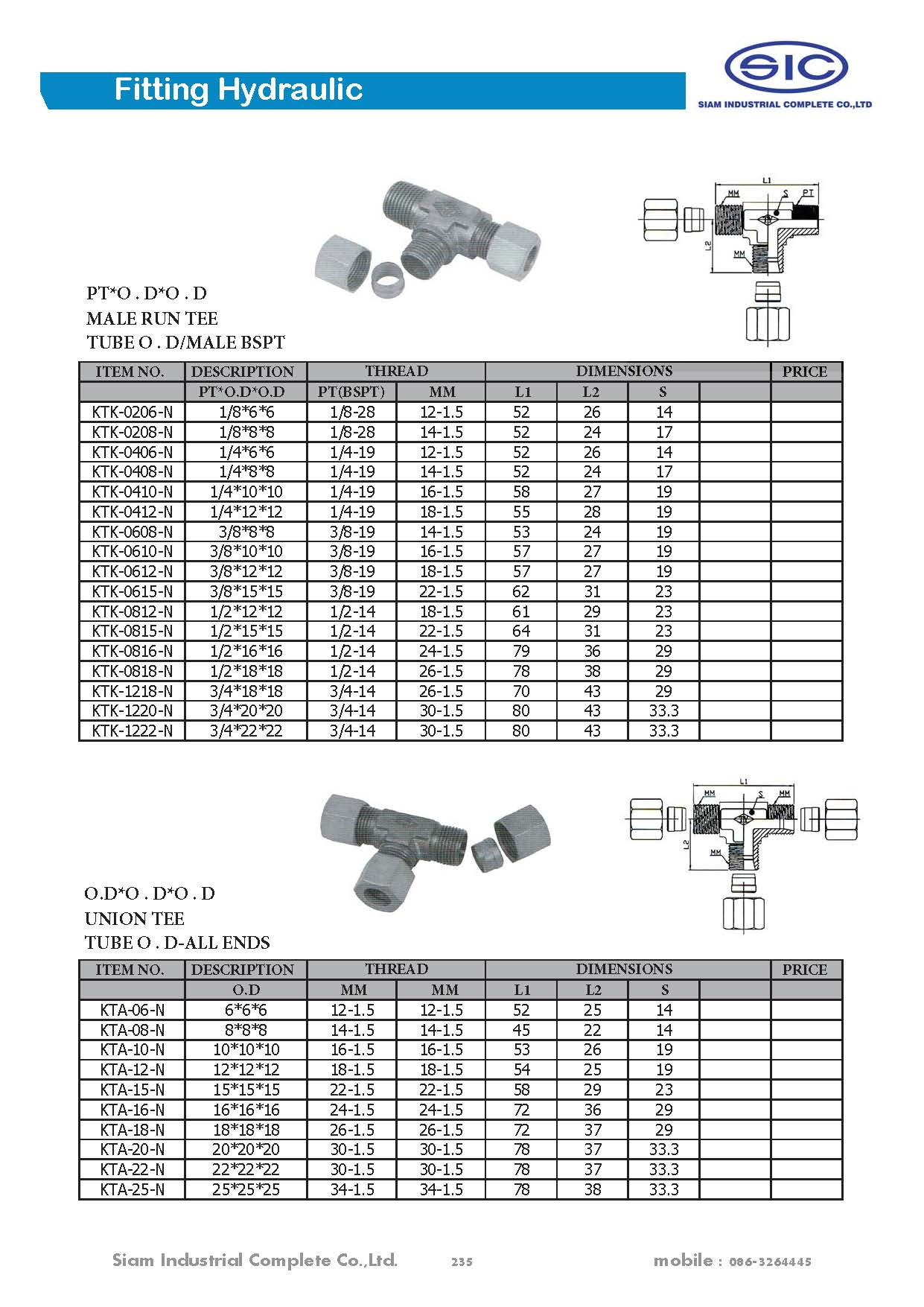 ข้อต่อไฮดรอลิค Fitting Hydraulic 3000 PSI