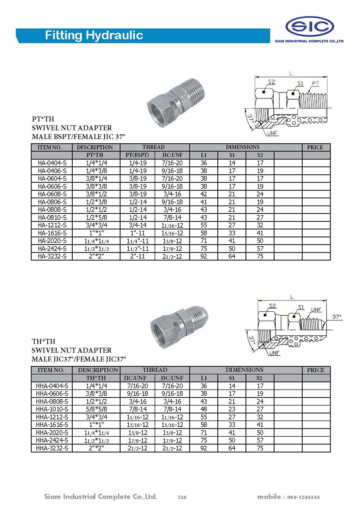 ข้อต่อไฮดรอลิค Fitting Hydraulic 3000 PSI