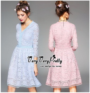 เดรส 2 สีเนื้อผ้านุ่มเดรสแขนยาว