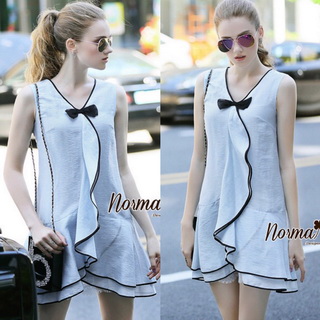 Lady Ribbon Online เสื้อผ้าออนไลน์ขายส่ง Normal Ally เสื้อผ้า NA12150816 🎉Normal Ally Present pastel blue and lace summer dress🎉 (เดรสผ้าสวย , ซับในต่อชายลูกไม้ค่ะ)