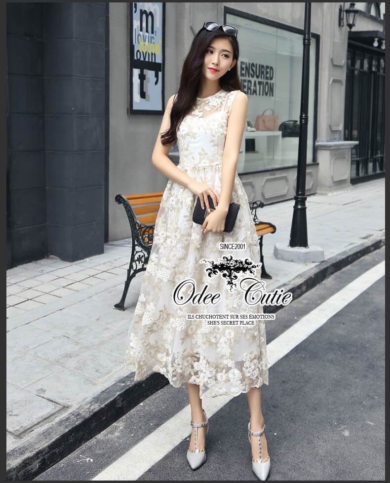 Lady Ribbon Online OD 01060616 𦕎legance white lace maxi dress♔