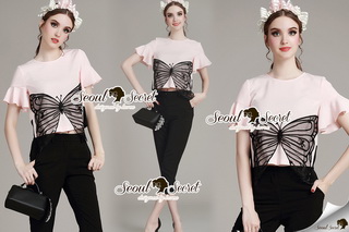 Lady Ribbon Online เสื้อผ้าออนไลน์ ขายส่งของแท้พร้อมส่ง Seoul Secret เสื้อผ้า SS05010816 Seoul Secret Say's... Fashioniss See-through Butterfly Furnish Set