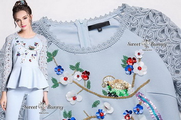 ชุดเซ็ทงานปักเสื้อ+กางเกง