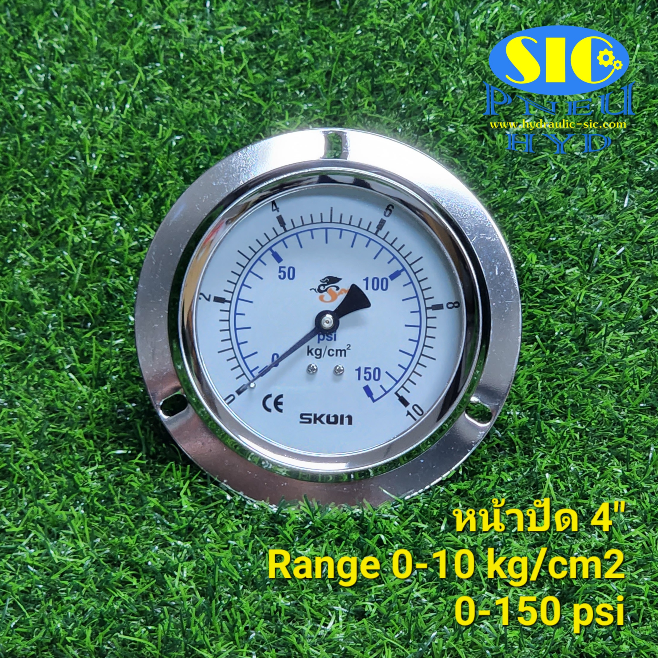 Pressure Gauge 4" เกจวัดแรงดัน หน้าปัด 4" เกลียวออกหลังกลาง 426-21-*** SKON