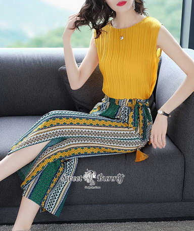 เซ็ทเสื้อกางเกงเกาหลีเสื้อผ้าเนื้อหนามีน้ำหนักอัดพีท