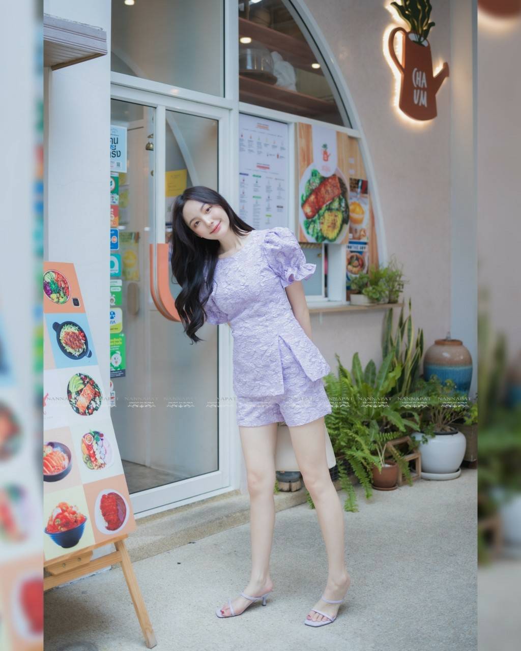 เสื้อซิปหลัง มีฟองน้ำอกสีม่วง