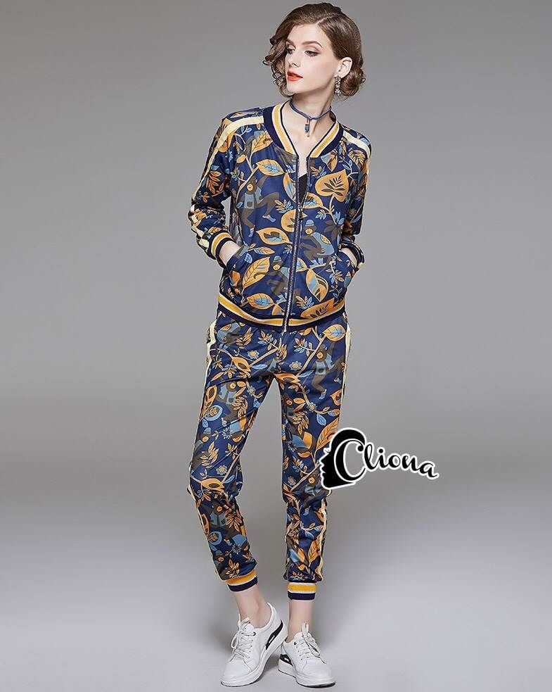 เสื้อ+กางเกงพิมพ์ลายสวยคมชัดสวยเก๋ดูดีค่ะ เสื้อแขนยาว