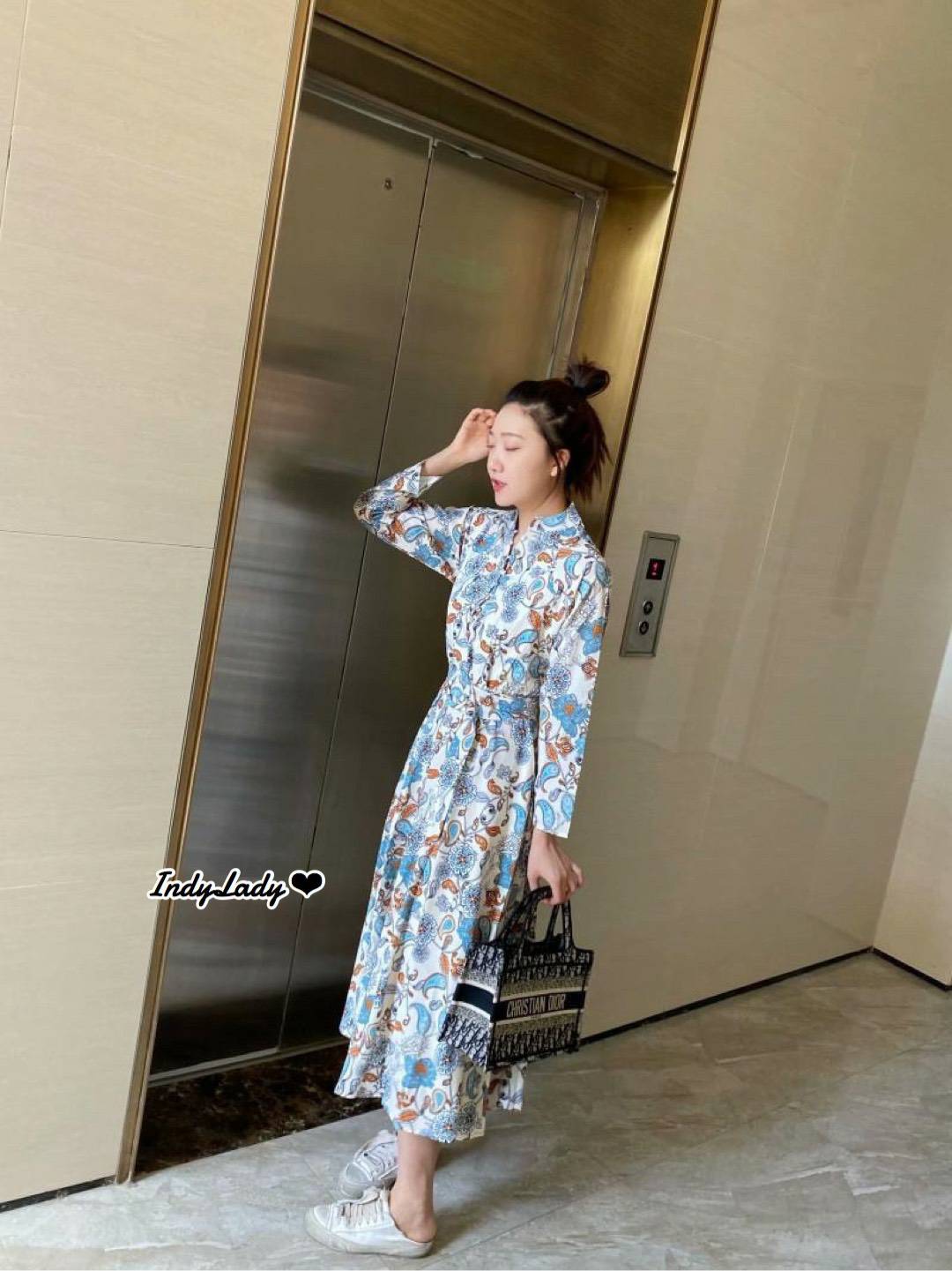 Dress แขนยาวเอวยางยืด