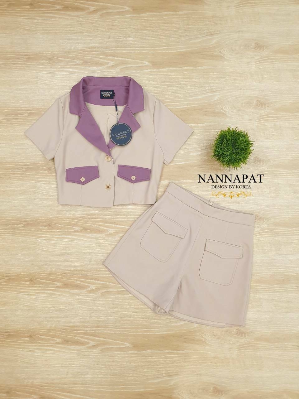 เสื้อกระดุมหน้ากางเกงกระเป๋าคู่