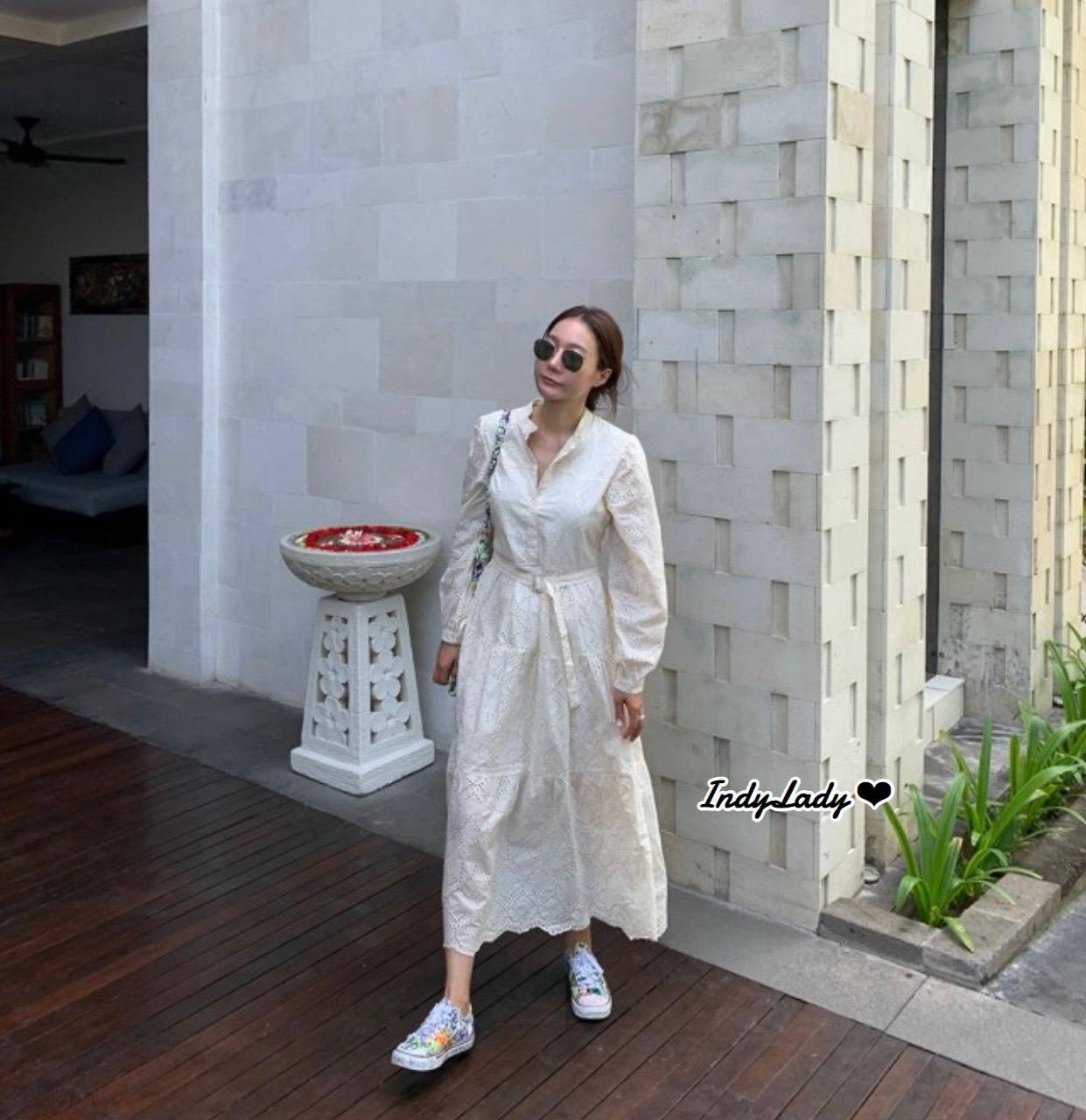 Maxi Dress งานลูกไม้ สีครีม