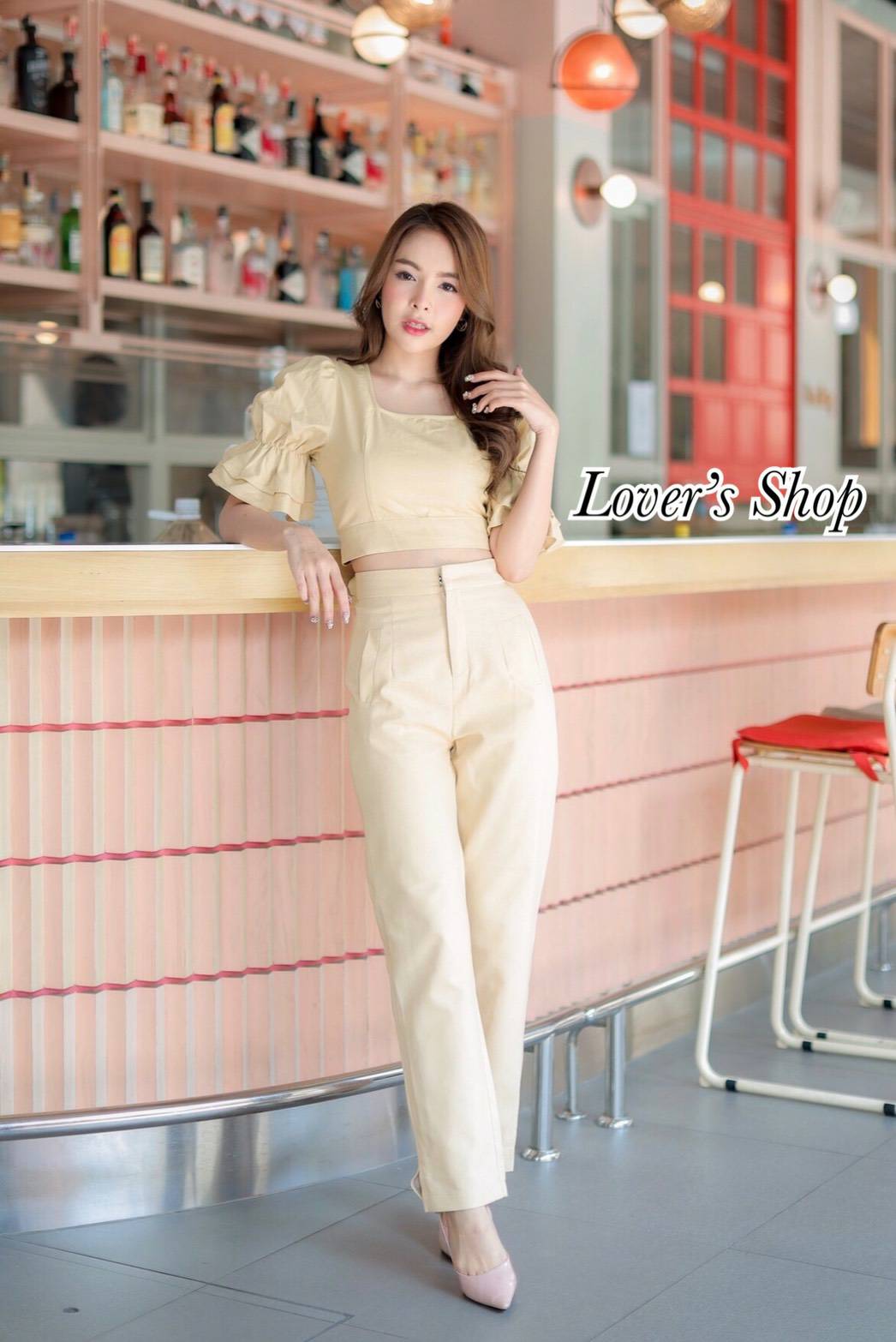 เสื้อครอปงานผ้าฝ้ายลินิน มาในสีเอิร์ท