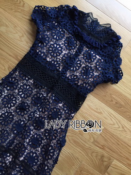 Lady Ribbon ขายส่งเสื้อผ้าออนไลน์พร้อมส่งของแท้ LR02220716 🎀 Lady Ribbon's Made 🎀 Self-Portrait Louisa Guipure Lace Dress