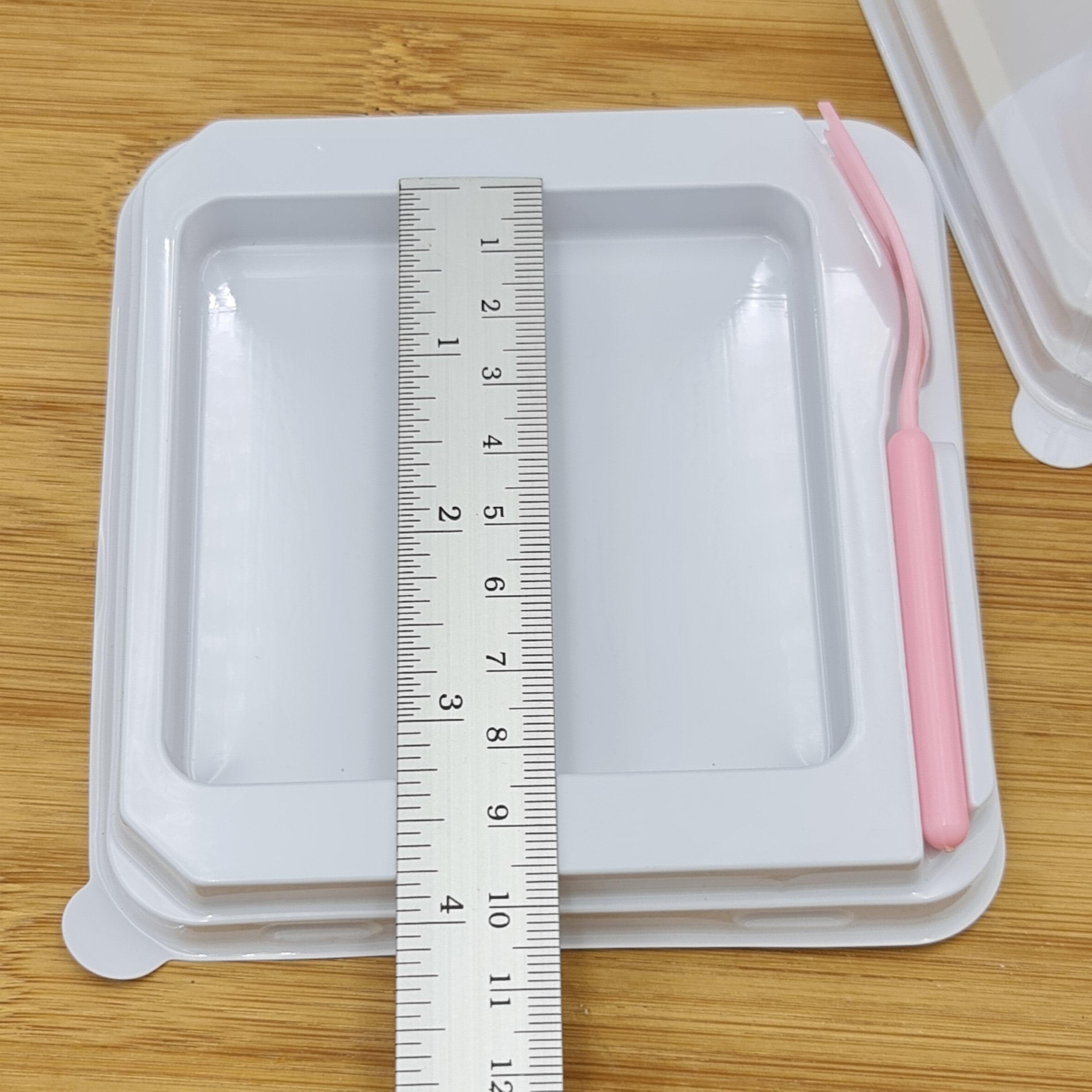 กล่องเค้ก+ส้อม สี่เหลี่ยม8.3cm. สูง10cm. ฝาไม่ล็อค 20ชุด/แพ็ค กล่องเบเกอรี่ แพ็กเกจจิ้ง แพ็คเกจ bbpo j12