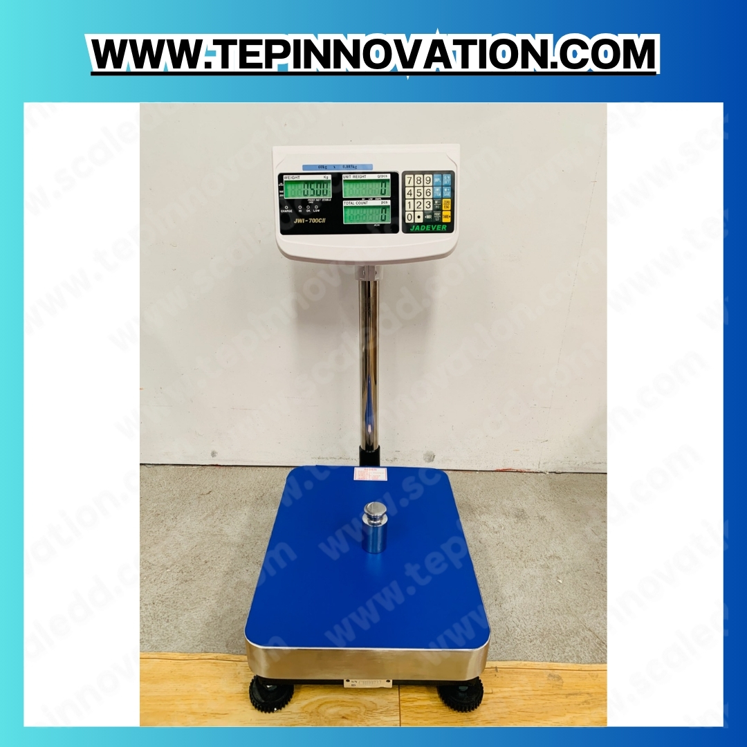 เครื่องชั่งนับชิ้นงาน300kg เครื่องชั่งดิจิตอล300kg พิกัดน้ำหนัก 300kg ค่าละเอียด 20g ขนาดแท่น 40x50cm. ยี่ห้อ JADEVER รุ่น JWI-700CII