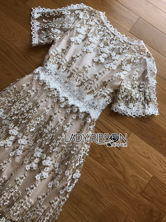 Annie Golden lady Ribbon Lace Dress