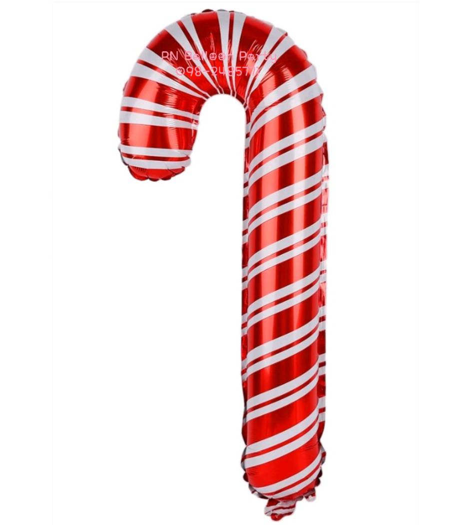 ลูกโป่งแคนดี้เคน ไม้เท้าสีแดง candy cane Balloon