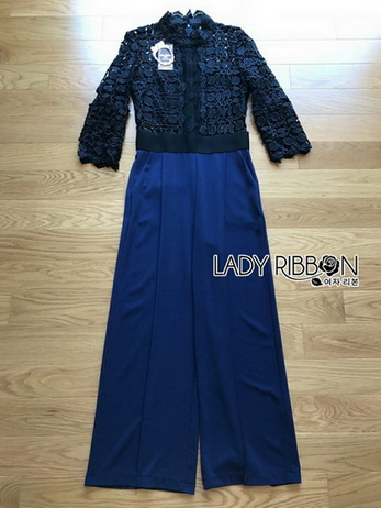 Black Lace and Electric Blue Jumpsuit
