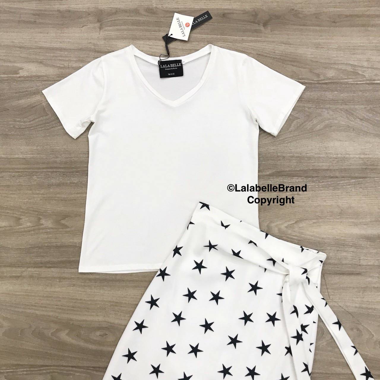 เซต2ชิ้นเสื้อยืดคอวีแขนสั้นผ้านิ่ม