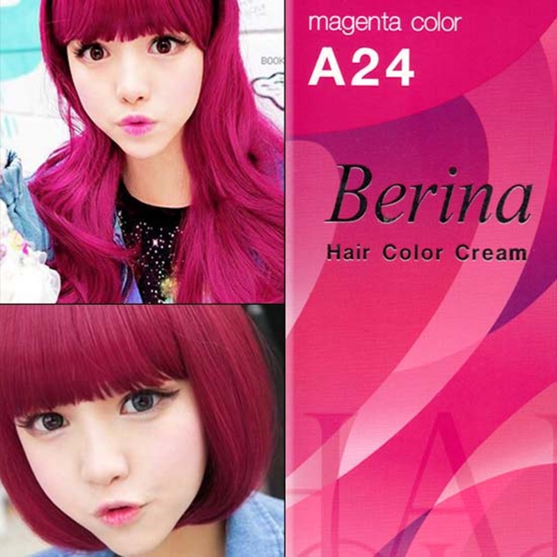 Berina permanent magenta color number A24 hair dye cream 60g 2oz new in box and treatment