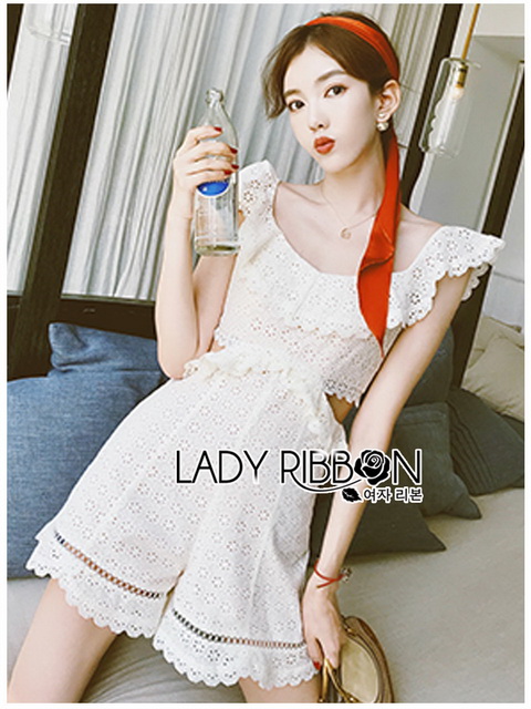 Playsuit เพลย์สูทผ้าคอตตอนปักและฉลุลาย