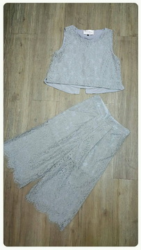 Lady Ribbon พร้อมส่งเสื้อผ้าออนไลน์ SW08120716 Sweet Bunny Present... Petite Bow Back Wide Lace Pants set