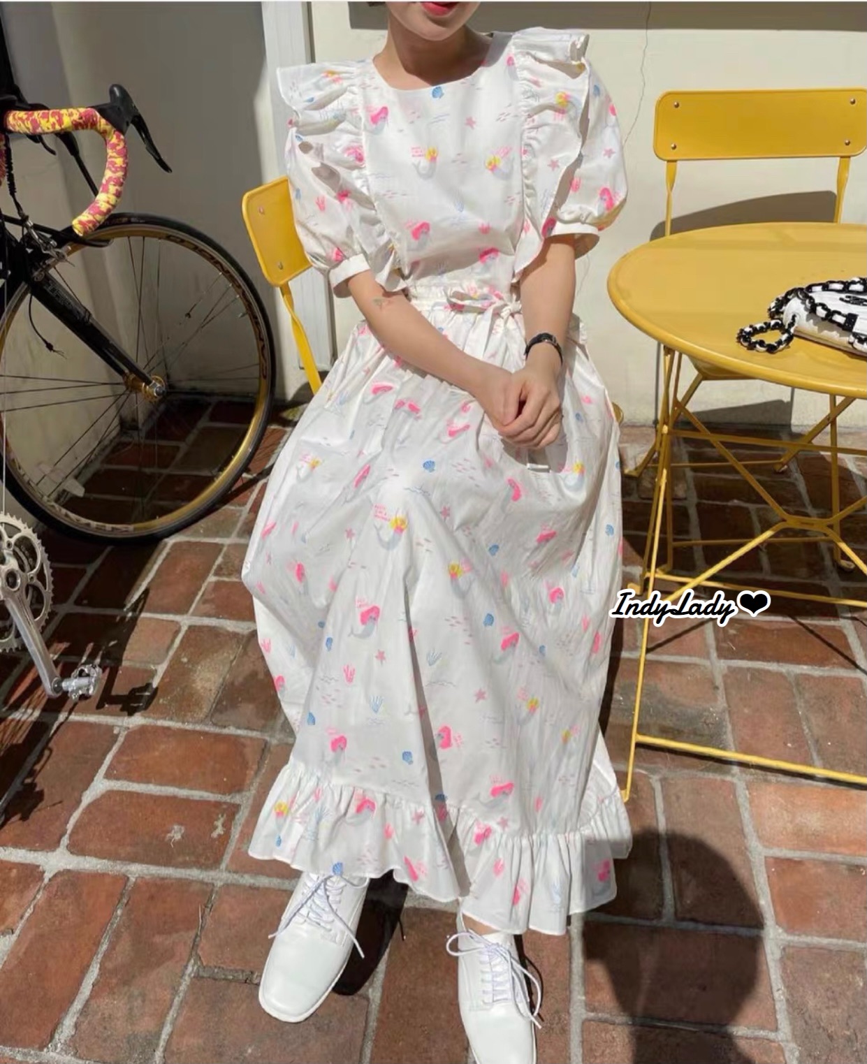 Dress แขนตุ๊กตา แต่งระบายตรงอก