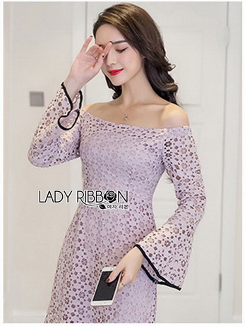 เดรสเปิดไหล่ผ้าลูกไม้