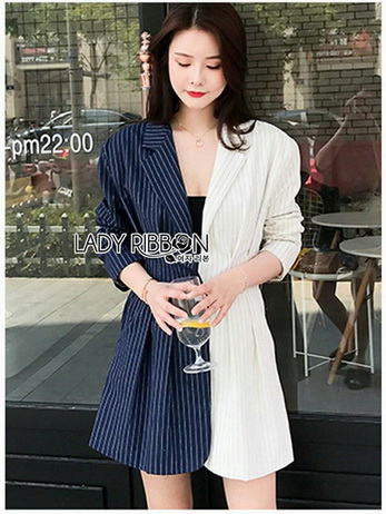 Lady Serena Two-Tone Striped Suit Dress