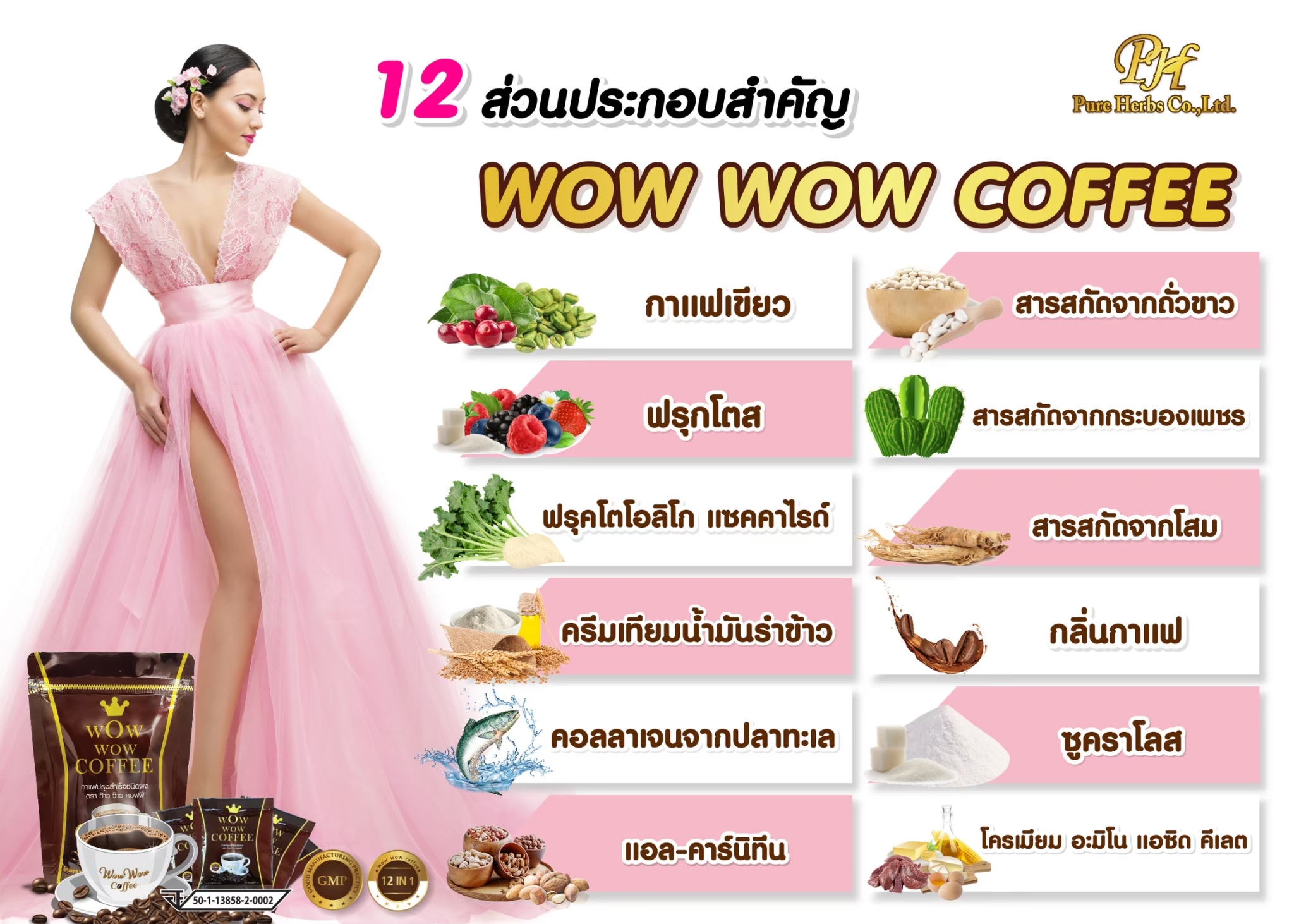 Wow wow coffee กาแฟควบคุมน้ำหนัก (10 ซอง)