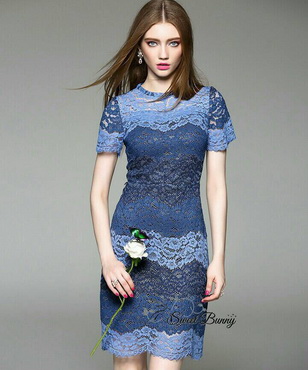 Lady Ribbon Online เสื้อผ้า ออนไลน์ ของแท้ SW14230616 Sweet Bunny Present... Blue Lace Body Corn Dress