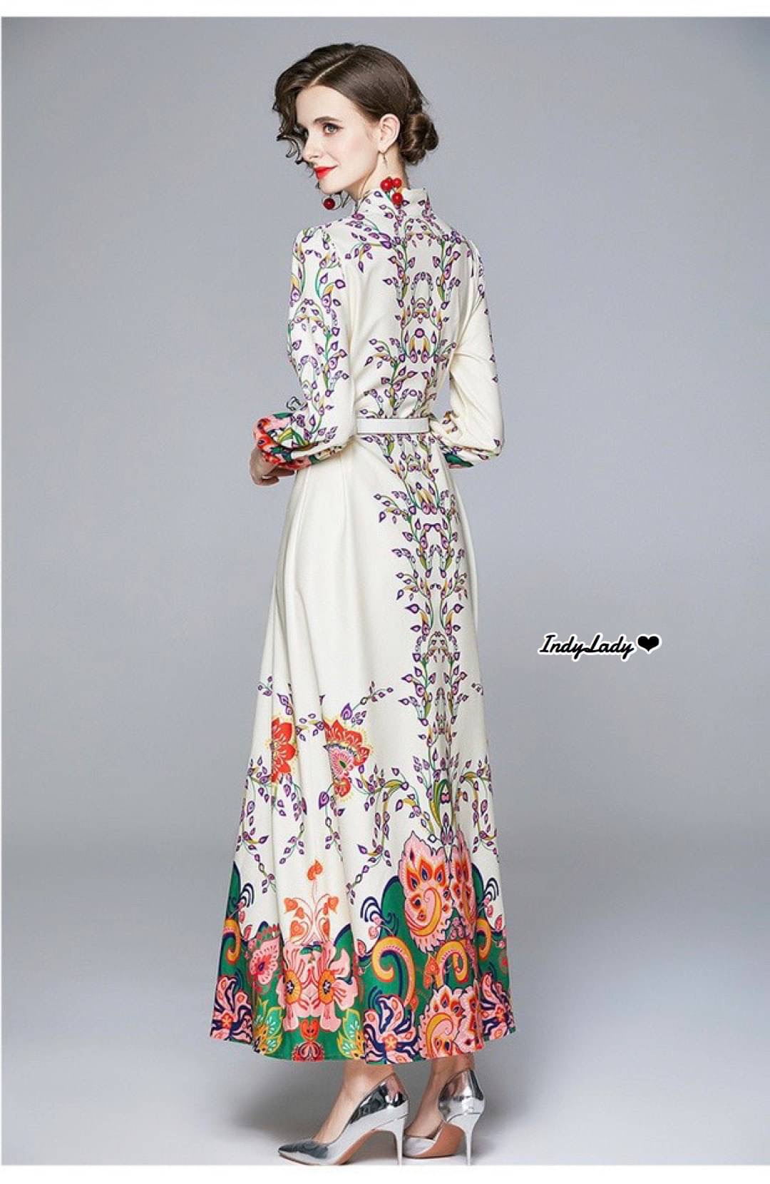 Dress กระดุมหน้าแขนยาว