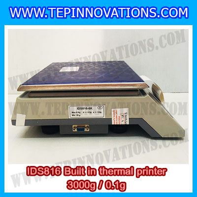 เครื่องชั่งดิจิตอล พิกัดน้ำหนัก 3kg Built-in thermal printer ยี่ห้อ SDS รุ่น IDS816 ค่าละเอียด 0.1g
