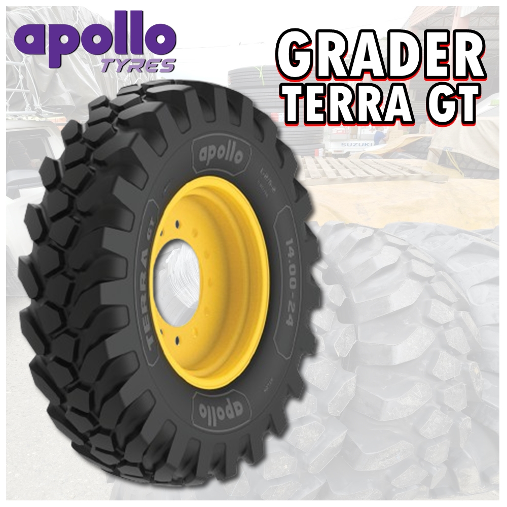 ยางรถอุตสาหกรรม รถตัก รถเกรด ขนาด 14.00-24 รุ่น TERRA GT ชนิด TT 12PR ยี่ห้อ APOLLO