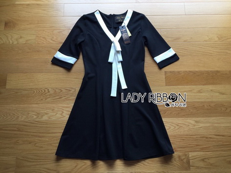 White & Black Lady Ribbon Dress