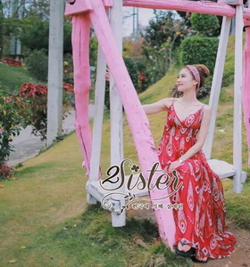แม็กซี่เดรสสายเดี่ยว เนื้อผ้าchiffon