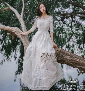 แม็กซี่เดรสสีขาวสวยหวาน เนื้อผ้าcotton