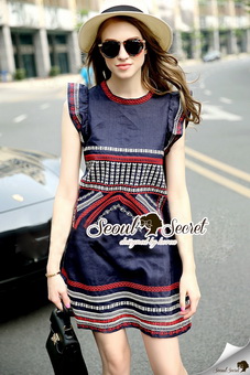 SS05290816 Seoul Secret Say's...Chic Navy Bohe Mini Dress
