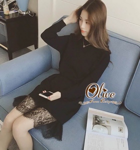 เสื้อผ้าแฟชั่นเกาหลีเนื้อนิ่ม เดรสไหมพรมแฟชั่นเนื้อนิ่ม