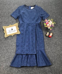 dress เดรสลูกไม้ทอลายสวย ทรงแขนสั้นชายกระโปรงระบายหวาน
