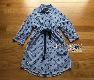 Lady Ribbon Cotton Shirt Dress เชิ้ตเดรส