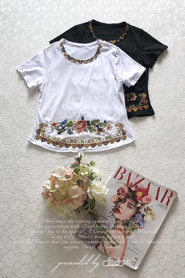 เสื้อยืดปักลายสไตล์โบฮีเมี่ยน