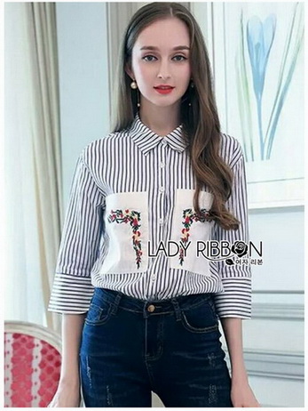 Lady Polly Casual Street Lady Ribbon Denim
