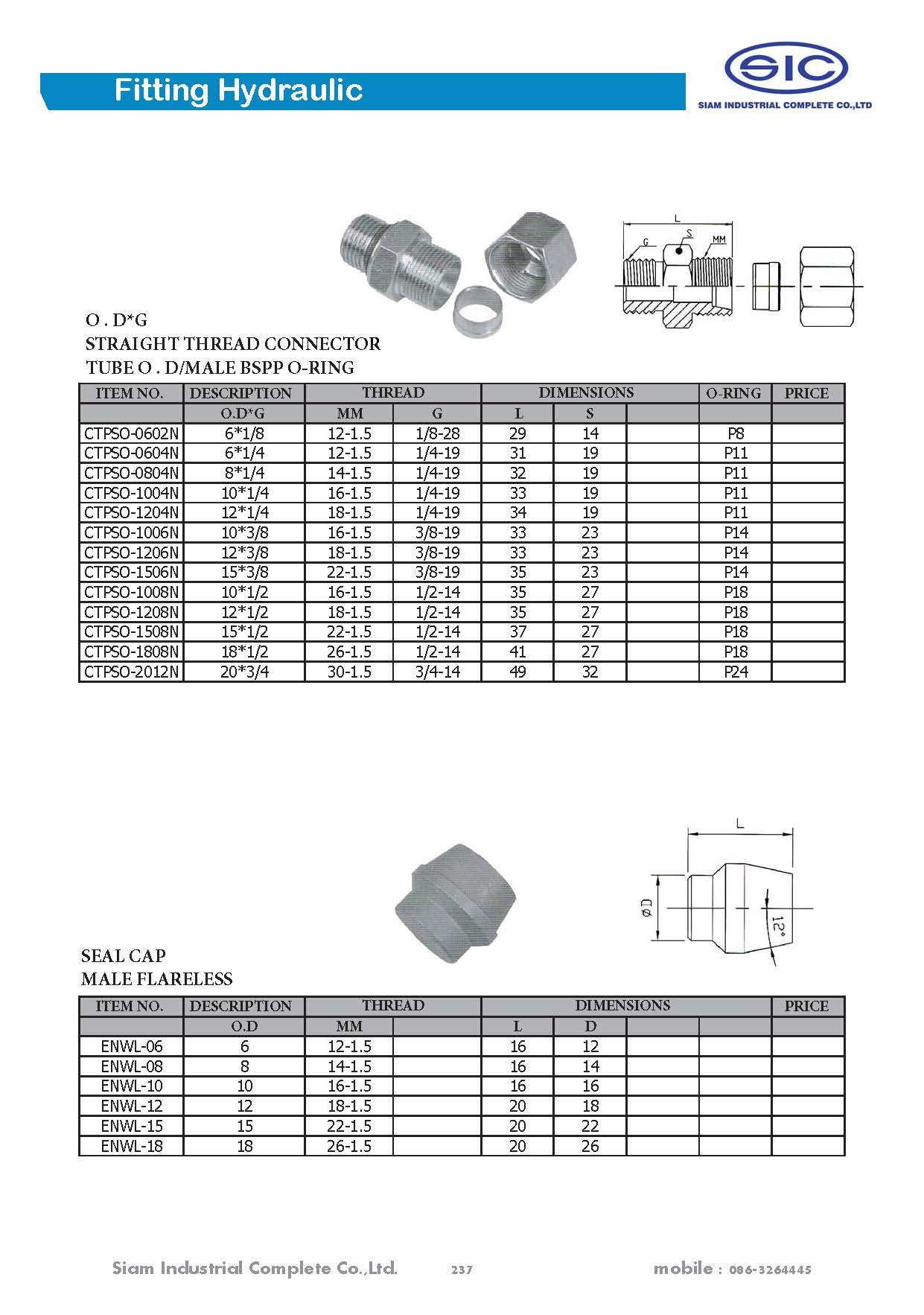 ข้อต่อไฮดรอลิค Fitting Hydraulic 3000 PSI