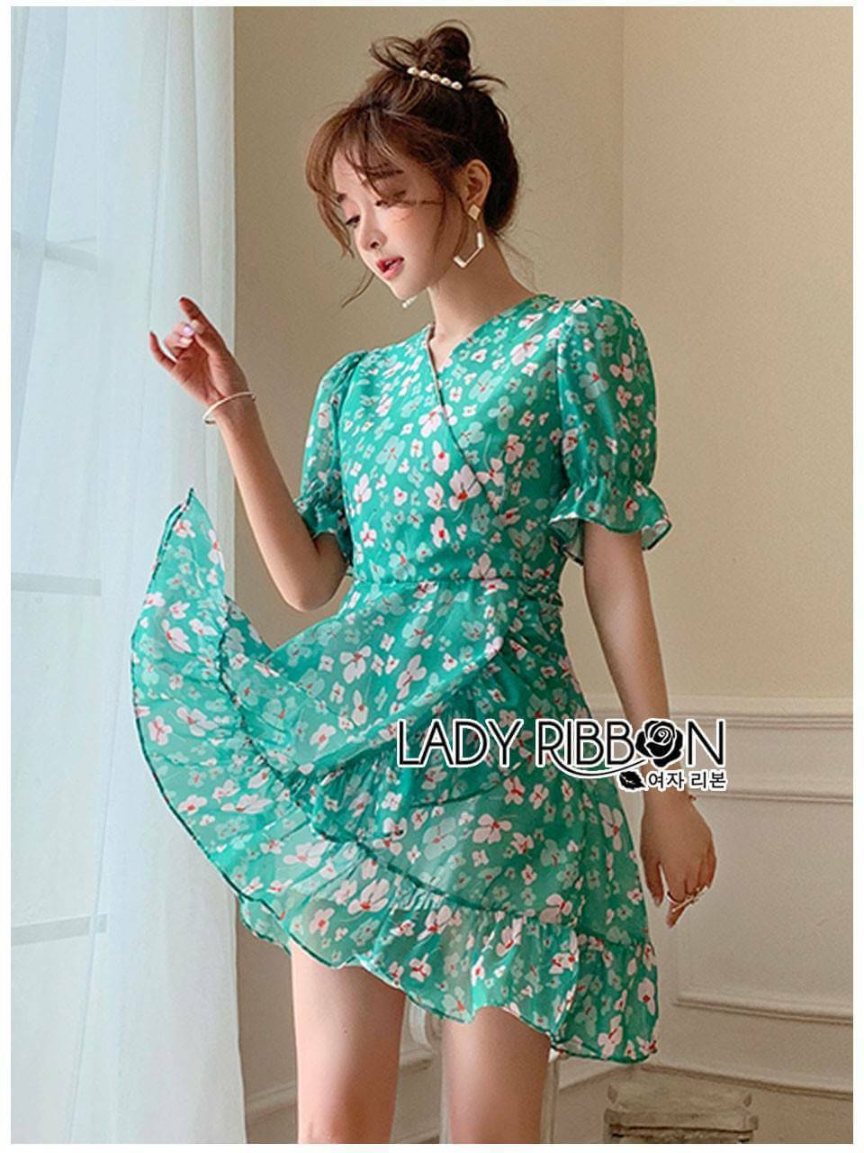 Mini Dress มินิเดรสแขนสั้นแต่งระบาย