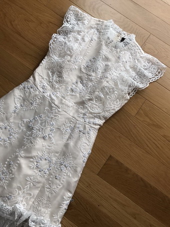 Lady Ellie Fancy Ruffle White Lace Dress