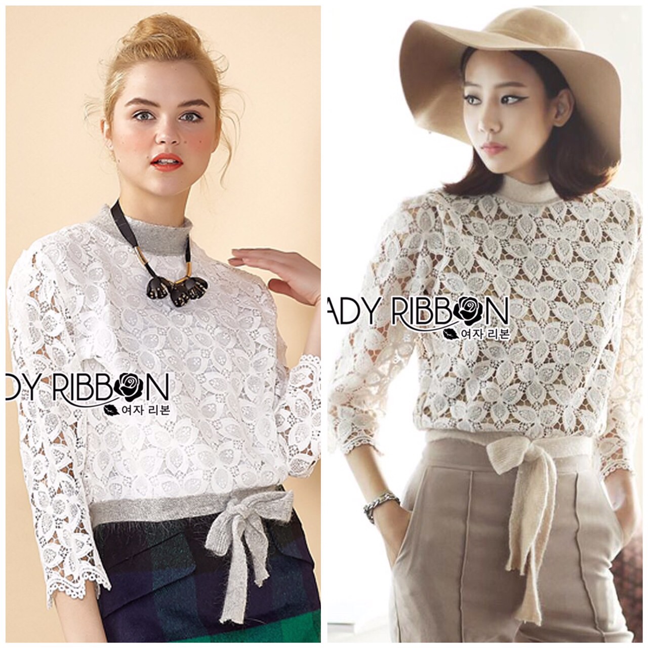 Lady Ribbon's Made 🎀 Lady Rose Sweet Gorgeous Knitted Lace Jumper จัมเปอร์ผ้าลูกไม้