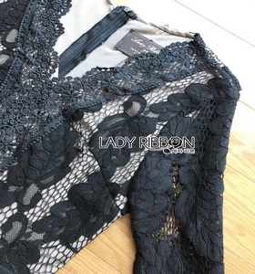 Lady Ribbon Black Lace Jumpsuit จัมป์สูทขายาว