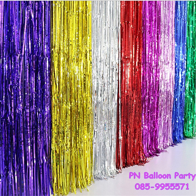 ม่านฟอยล์ BACKDROP สีเงินเลเซอร์เงาฟรุ้งฟริ้ง 1×2เมตร สำหรับงานปาร์ตี้