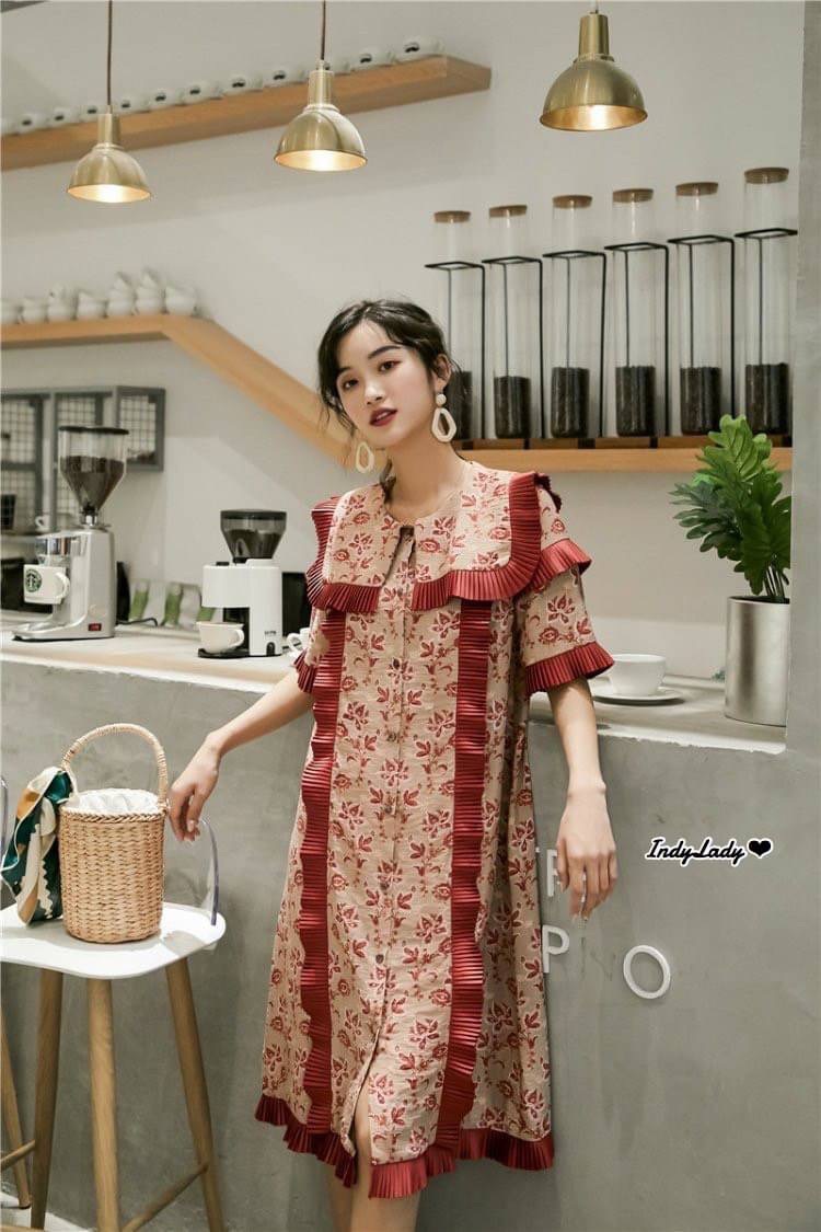 เดรสแขนสั้นกระดุมหน้า